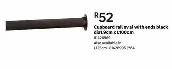 Leroy Merlin Cupboard rail oval with ends black dia1.9cm x l100cm offer