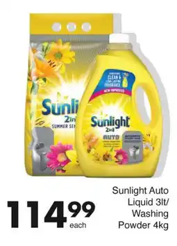 Save Sunlight Auto Liquid 3lt/ Washing Powder 4kg offer