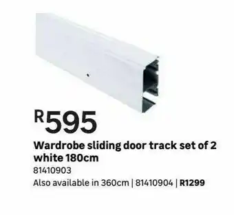 Wardrobe sliding door track set of 2 ehite 180cm