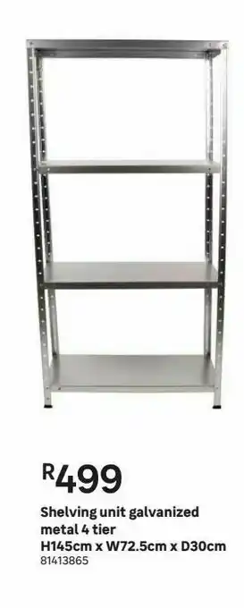 Leroy Merlin Shelving unit galvanized metal 4 tier h145cm x w72.5cm x d30cm offer