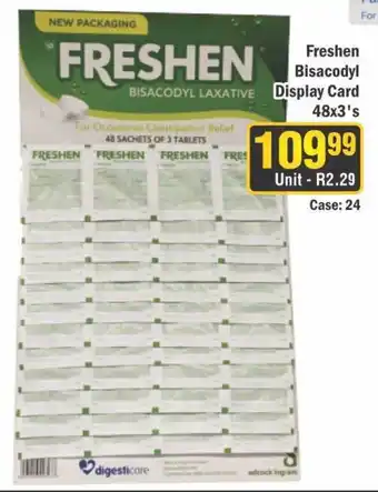 J&E Cash and Carry Freshen Bisacodyl Display Card offer