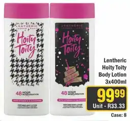 J&E Cash and Carry Lentheric Hoity Toity Body Lotion 3x400ml offer