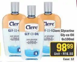 J&E Cash and Carry Clere Glycerine Gly-co Oil 6x100ml offer