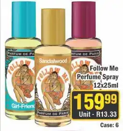 J&E Cash and Carry Follow Me Perfume Spray 12x25ml offer