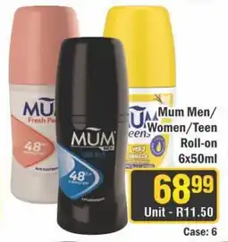 Mum Men/ Women/Teen Roll-on 6x50ml