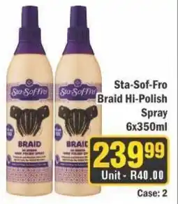 J&E Cash and Carry Sta-Sof-Fro Braid Hi-Polish Spray 6x350ml offer