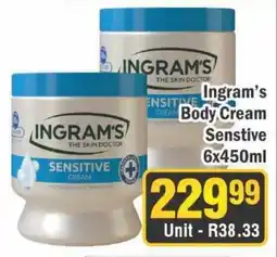 J&E Cash and Carry Ingram's Body Cream Senstive 6x450ml offer