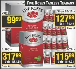 J&E Cash and Carry FIVE ROSES TAGLESS TEABAGS offer