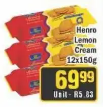 J&E Cash and Carry Henro Lemon Cream 12x150g offer