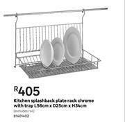 Leroy Merlin Kitchen Splashback Plate Rack (Chrome) With Tray L56cm x D25cm x H34cm offer