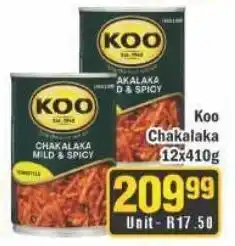 J&E Cash and Carry Koo Chakalaka 12x410g offer
