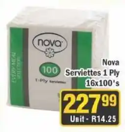 J&E Cash and Carry Nova Serviettes 1 Ply offer