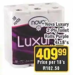 Nova Luxury 2-Ply Toilet Rolls Purple