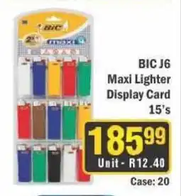 J&E Cash and Carry BIC J6 Maxi Lighter Display Card 15's offer