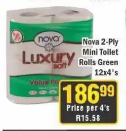 Nova 2-Ply Mini Toilet Rolls Green
