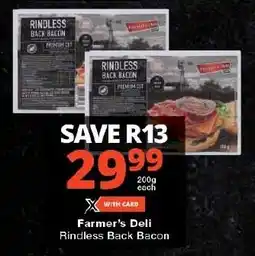 Checkers Farmer's Deli Rindless Back Bacon offer