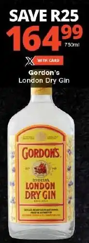 Checkers Gordon's London Dry Gin offer