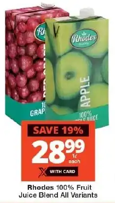 Checkers Rhodes 100% Fruit Juice Blend All Variants offer