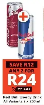 Checkers Red Bull Energy Drink All Variants 2 x 250ml offer
