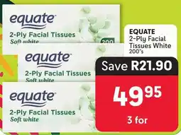 Makro EQUATE 2-Ply Facial Tissues White 200"s offer