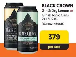 Makro BLACK CROWN Gin & Dry Lemon or Gin & Tonic Cans offer