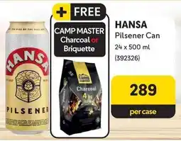Makro HANSA Pilsener Can + FREE CAMP MASTER Charcoal or Briquette offer