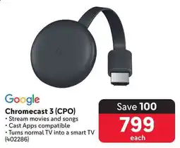 Makro Google Chromecast 3 (CPO) offer
