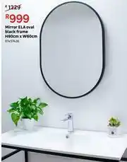 Leroy Merlin Ela Oval Mirror (Black Frame) H80cm x W60cm offer