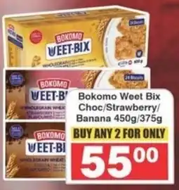 Frontline Bokomo Weet Bix Choc/Strawberry/ Banana 450g/375g offer