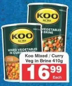 Frontline Koo Mixed/ Curry Veg in Brine 410g offer