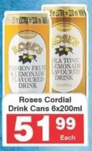 Frontline Roses Cordial Drink Cans 6x200ml offer