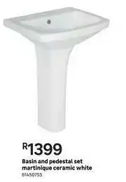 Leroy Merlin Basin & Pedestal Set Martinique (Ceramic White) offer