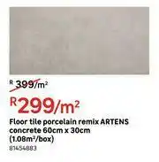 Leroy Merlin Artens Floor Tile Porcelain Remix Concrete 60cm x 30cm-Per Sqm offer