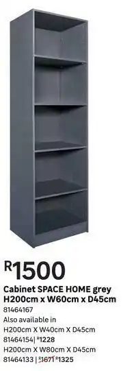 Leroy Merlin Space Home Cabinet (Grey) H 200cm x W 60cm x D45cm offer