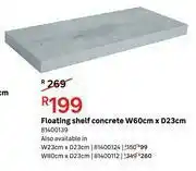 Leroy Merlin Floating Shelf Concrete W 60cm x D 23cm offer