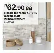 Artens Mosaic Tile Remix Marble Matt 29.6cm x 29.1cm-Each