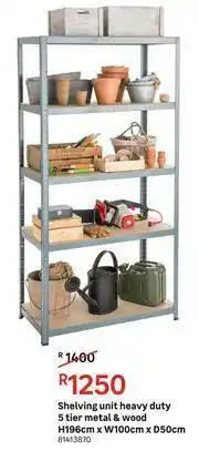 Leroy Merlin Shelving Unit Heavy Duty 5 Tier (Metal & Wood) H 196cm x W 100cm x D 50cm offer