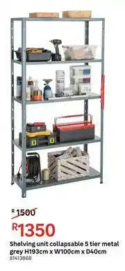Leroy Merlin Shelving Unit Collapsable 5 Tier (Metal Grey) H 193cm x W 100cm x D 40cm offer