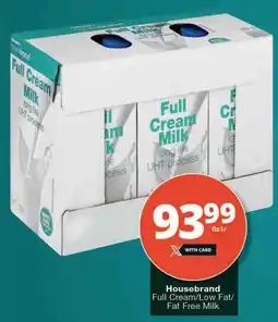 Checkers Housebrand Full Cream/Low Fat/ Fat Free Milk offer