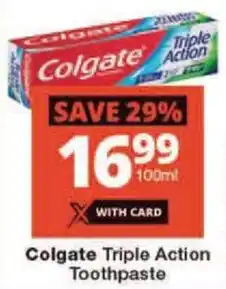 Checkers Colgate Triple Action Toothpaste offer