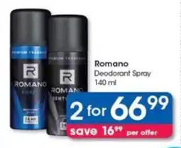 Clicks Romano Deodorant Spray 140 ml offer