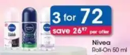 Clicks Nivea Roll-On 50 ml (Excl. Naturally Good & Beauty Essence) offer