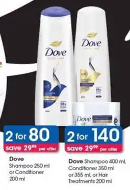 Clicks Dove Shampoo 250 ml or Conditioner 200 ml offer