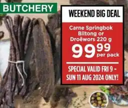 Carne Springbok Biltong or Droewors 220 g