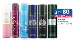 Clicks Yardley Body Spray 90 ml or 125 ml offer