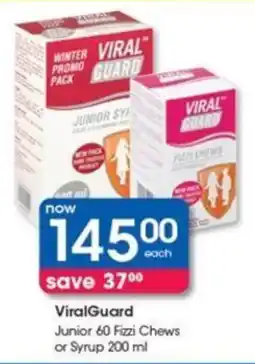 Clicks ViralGuard Junior 60 Fizzi Chews or Syrup 200 ml offer