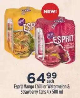 Esprit Mango Chilli or Watermelon & Strawberry Cans 4 x 500 ml