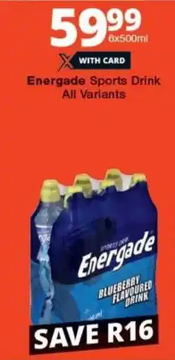 Checkers Energade Sports Drink All Variants offer