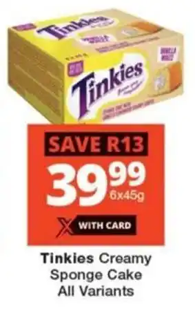 Checkers Tinkies Creamy Sponge Cake All Variants offer