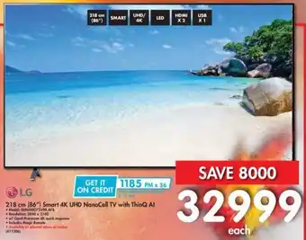 Makro LG 86" Smart 4K UHD NanoCell TV with ThinQ AI offer